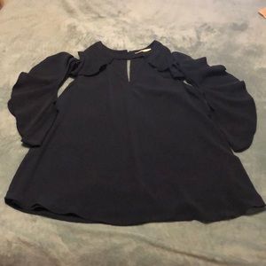 Michael Kors Navy Ruffled Blouse